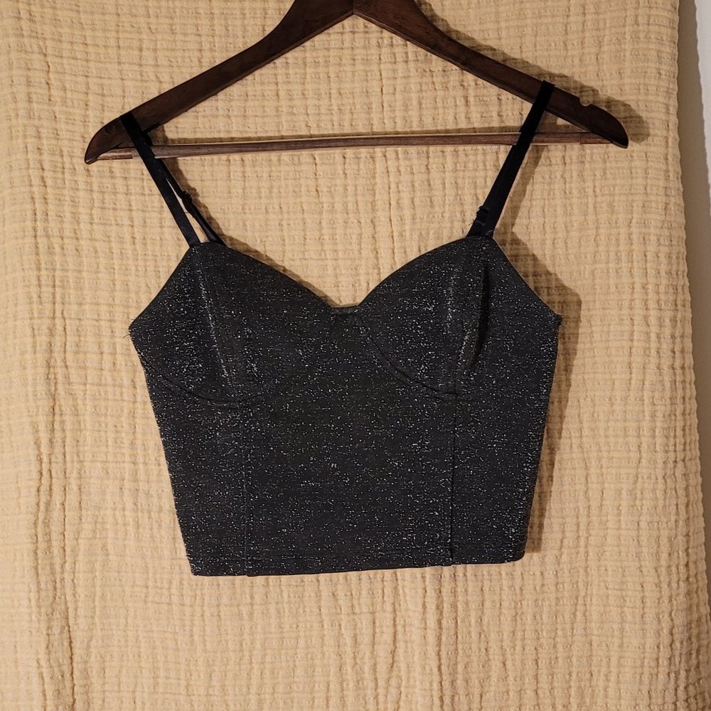 Forever 21 Black Shimmer Top Size M